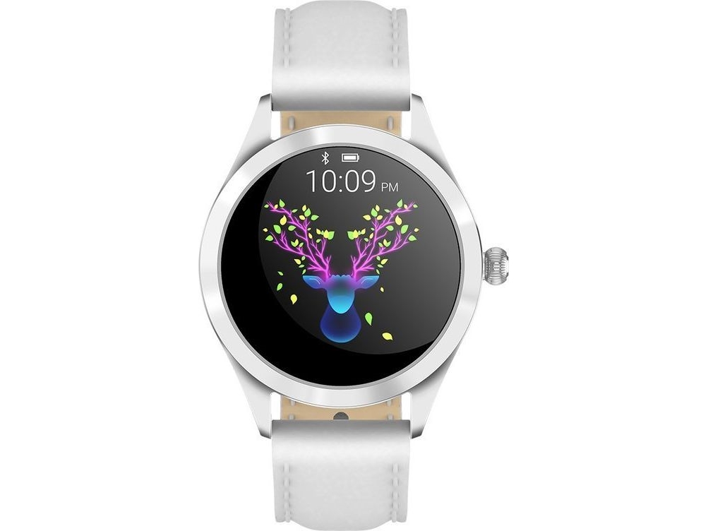 Smartwatch Gino Rossi Sw017-8, Sølvfarvet Kasse Med Hvid Rem