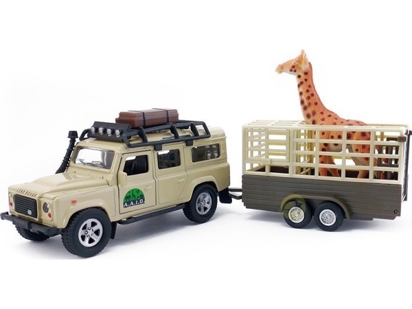 Lean Cars Hipo Land Rover With Trailer And Giraffe In Hipo Box