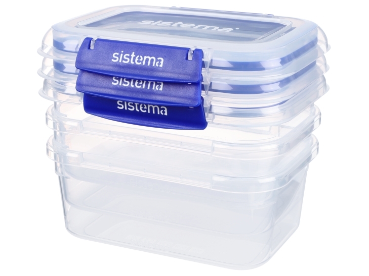 Sistema Madopbevaring - Klip It Plus - Rectangle - 3-Pak - 1L - Blå