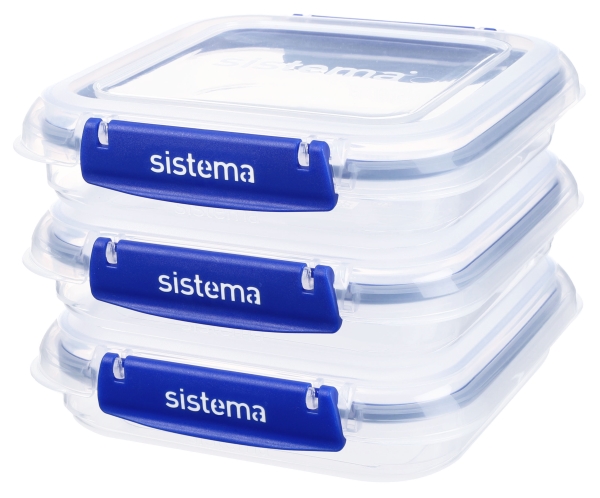 Sistema - Square Klip it Plus 3 pack 520ml | Köksutrustning - Förvaring - förvaringslådor | GameStuff