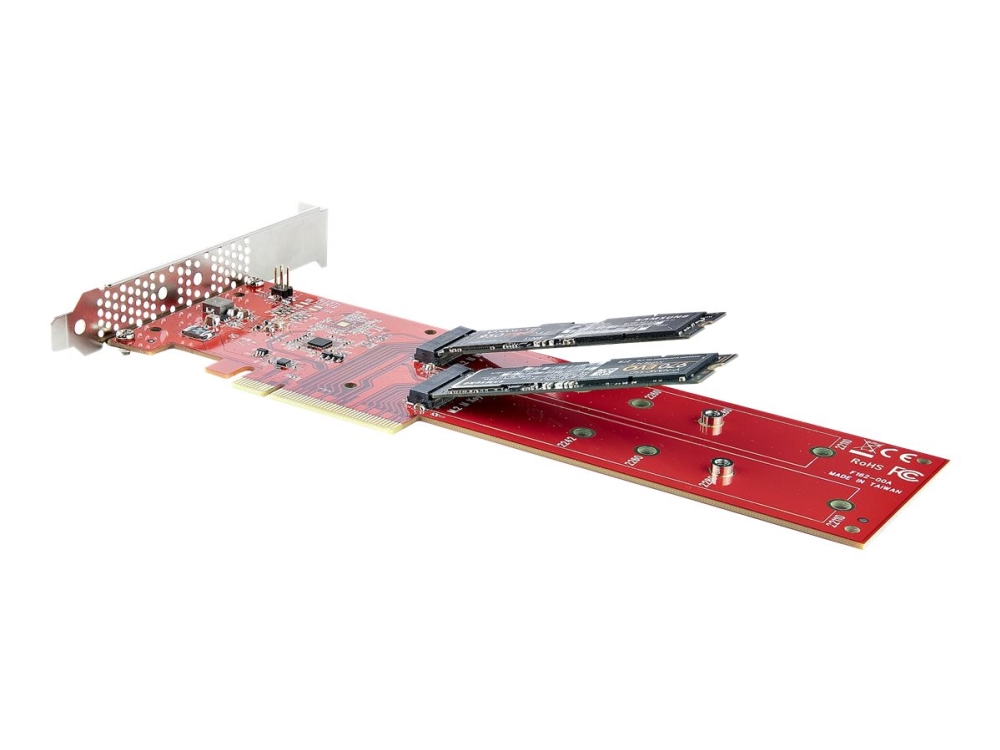 Ananiver hjul Meget rart godt StarTech.com Dual M.2 PCIe SSD Adapter Card, x8 / x16 Dual NVMe or AHCI M.2  SSD to PCI Express 4.0, Up to 7.8GBps/Drive, For 2242/2260/2280/22110mm PCIe  M-Key M2 SSDs, Bifurcation Required -