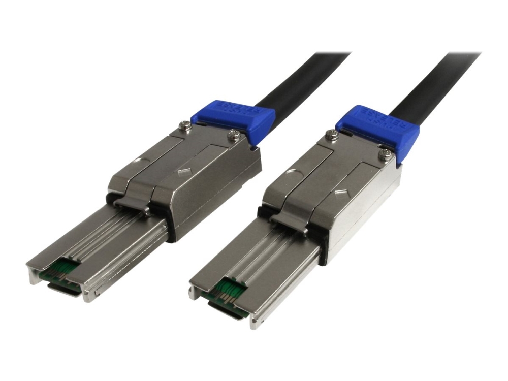 StarTech 1m External Mini SAS Cable - Serial Attached SCSI SFF-8088 to SFF-8088 - 2x SFF-8088 (M) - 1 meter, Black (ISAS88881) - SAS eksternt kabel - TAA-kompatibel - SAS 6Gbit/s - 4-Lane - 26-pin 4 skærmet Mini MultiLane SAS (SFF-8088) (P) til 26-pin 4 skærmet Mini MultiLane SAS (SFF-8088) (P) - 1 m - haspet - sort