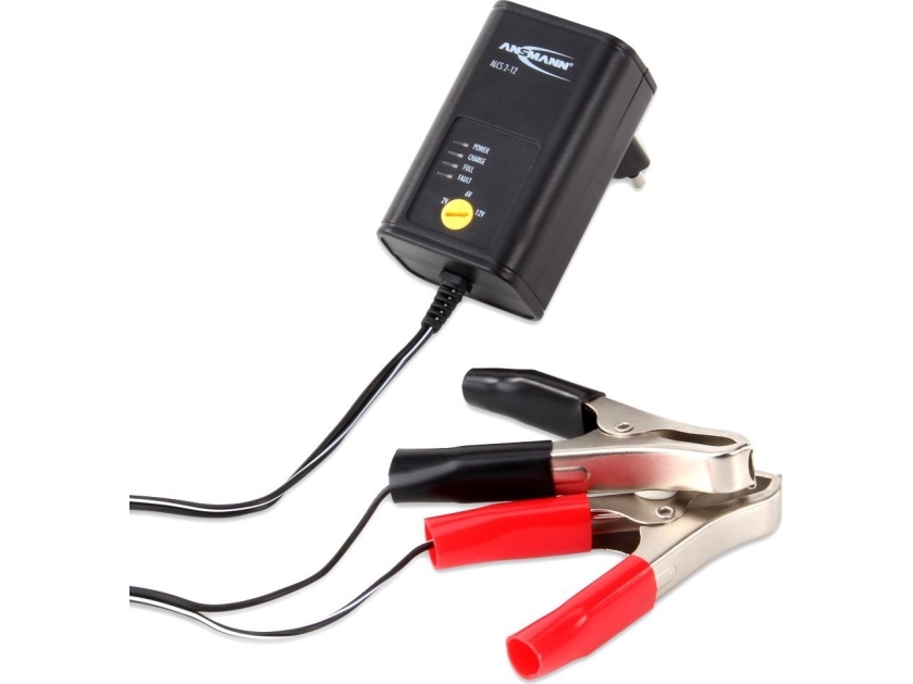 ANSMANN ALCS 2-12/0.4 - Batterioplader - 1 x batterier lader op - 400 mA - 2 output-stikforbindelser (krokodillenæb) - sort