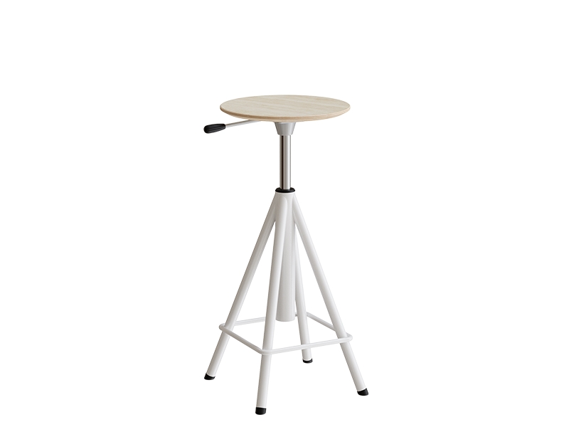 Taburet Atlas 2117, hvidpigmenteret egelaminat, grå stel H: 600-720 mm | Möbler - Stolar & Stolmattor - Matsalstolar | GameStuff