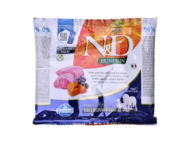 Farmina N&Ampd Pumpkin Lamb&Ampblueberry Ad Med&Ampmaxi 100G