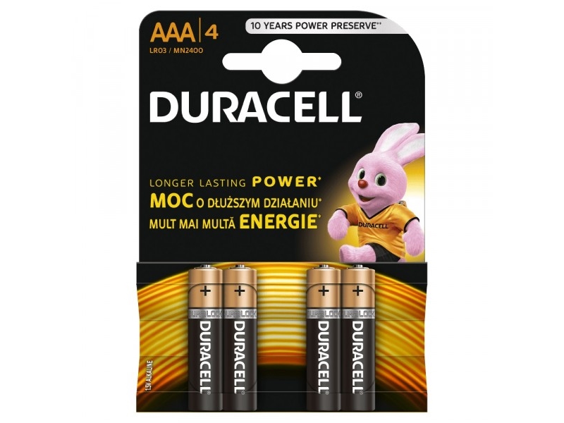 Duracell Aaa/Lr03, Alkaline Basic Mn2400, 4 Stk