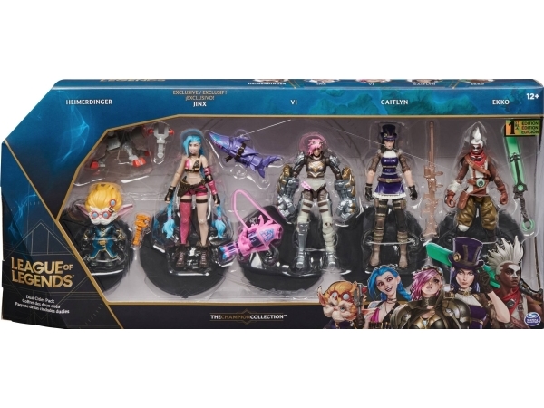 League Of Legends 10Cm Actionfiguren 5Er Pack (Vi, Caitlyn, Ekko, Heimerdinger Und Exklusiver Jinx) Jeweils Mit Accessoires Und Ausstellungssockel, A