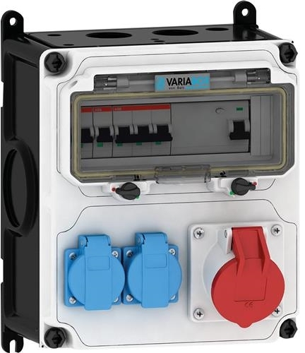 BALS Variabox M med CEE 16A och danskt uttag. Plasthölje för väggmontage. Ledningsmonterad och klar för installation, IP44 | Elektrisk utrustning - Svartavlor | GameStuff