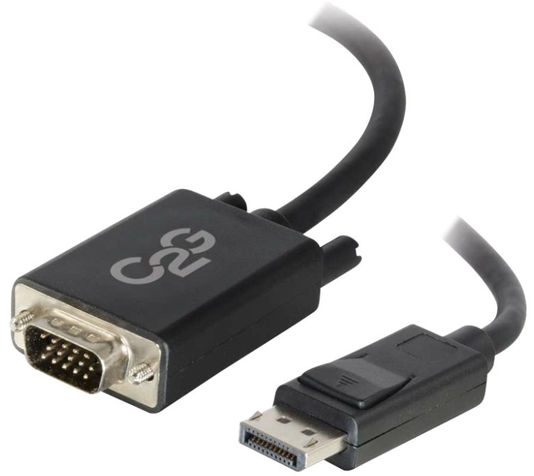 C2g 1M Displayport To Vga Adapter Cable - Dp To Vga - Black - Displayport Kabel - Displayport (Han) Til Hd-15 (Vga) (Han) - 1 M - Sort