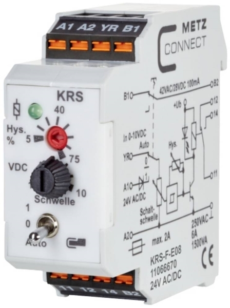 Metz Connect 11066670 Grænseværdikontakt 24, 24 V/Ac, V/Dc (Max) 1 X Skiftekontakt 1 Stk