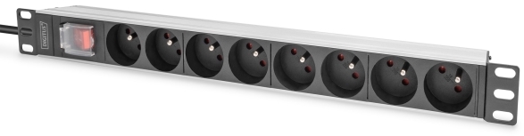Digitus - Stikdåse (Rackversion) - Aluminiumsprofil Og Kontakt - Ac 250 V - 4000 Watt - Input: Power Cee 7/7 - Output-Stikforbindelser: 8 (8 X Cee 7/