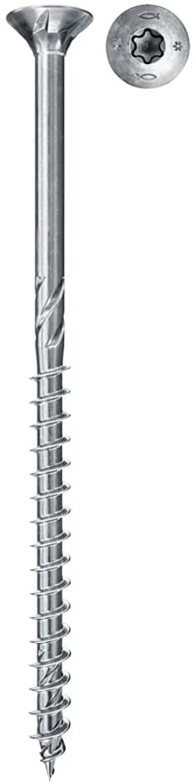 Fischer 670475, Skrue, Rustfrit stål, Træ, Generel nytteværdi, Delvis gevind, Fladt hoved