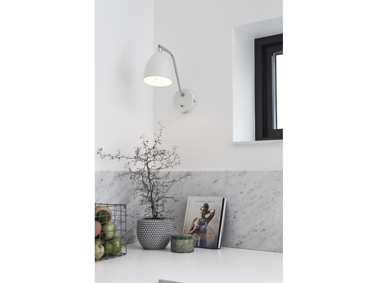 Markslöjd Fredrikshamn -seinävalaisin, E27, valkoinen, 38 cm