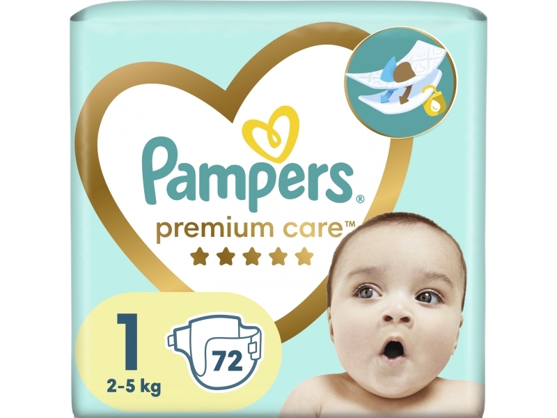 Billede af Pampers Premium Care Bleer 1, 2-5 Kg, 72 Stk.