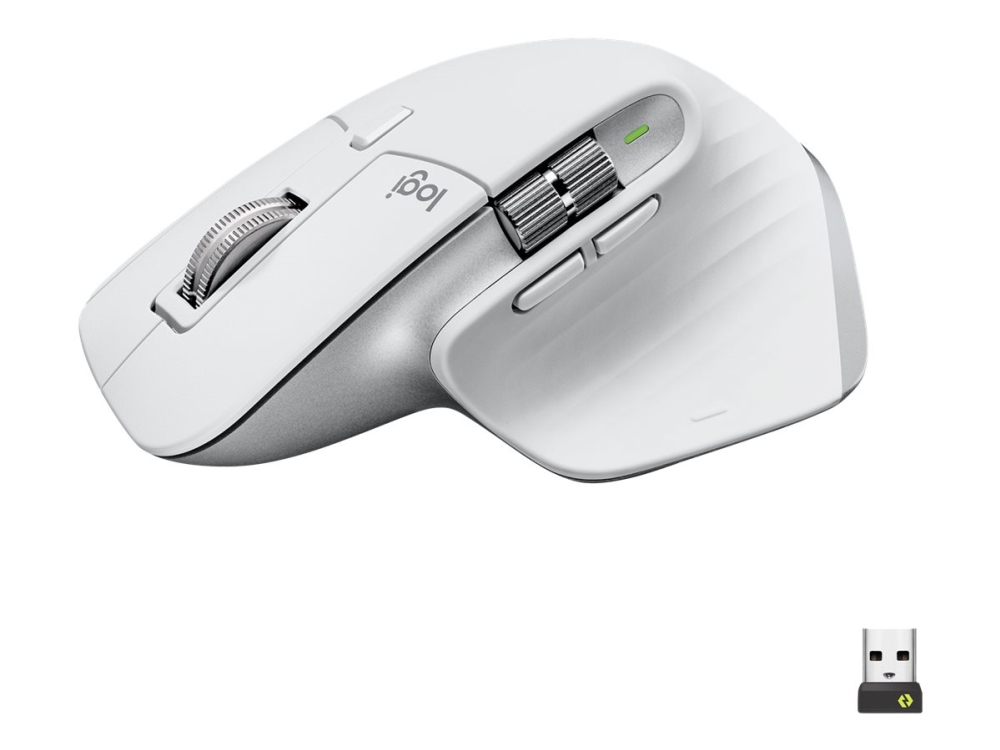 Logitech MX Master 3S Performance Wireless Mouse - Mus - ergonomisk - optisk - trådløs - Bluetooth, 2.4 GHz - Logitech Logi Bolt USB-modtager - Bleg