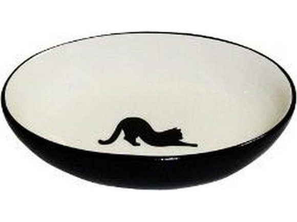 Yarro International YARRO skål i keramik, oval CZARNY KOT 15,5 x 11 x 4 cm