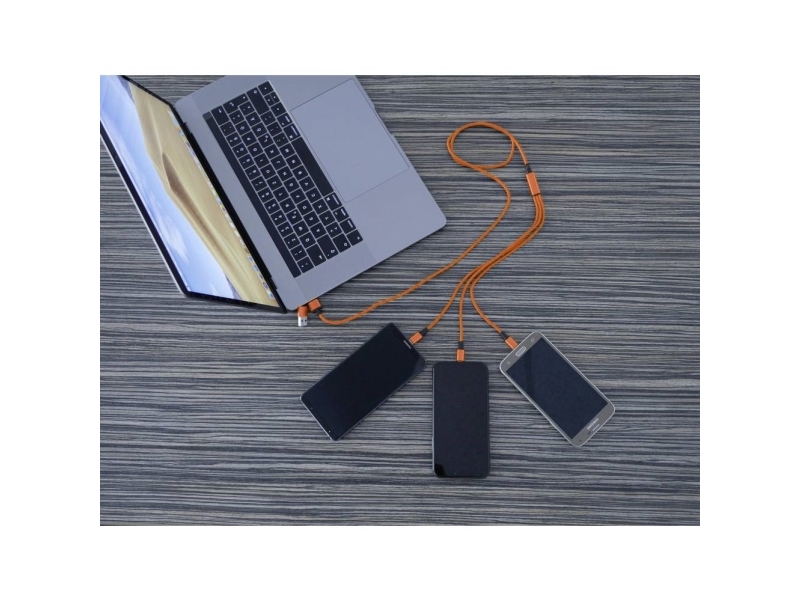 Smrter Usb-Ladekabel Usb 2.0 Apple Lightning Stecker, Usb-A Stecker, Usb-C Stecker, Usb Micro-B Stecker 1,2 M Orange Mit Otg-Funktion, Stoffhülle