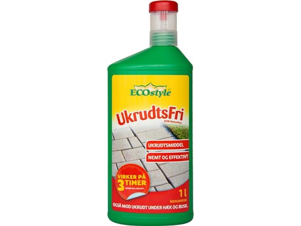 Ecostyle Ukrudtsfri Kvik Koncentrat Blandes Op Med Vand. Blandingen Sprøjtes Direkte På Ukrudtet.