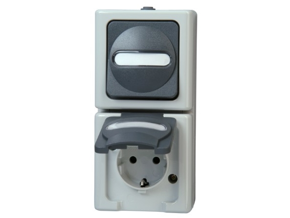 Kopp 130856009, Cee 7/3, 2 Modul(E), Cee 7/4, Schwarz, Grau, 250 V, 16 A