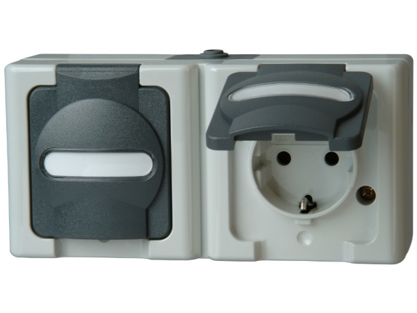 Kopp 131256002, Cee 7/3, 2 Modul(E), Cee 7/4, Schwarz, Grau, 250 V, 16 A