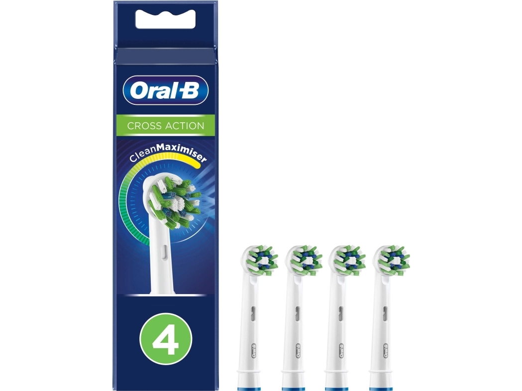 Oral-B CrossAction Replacement Brush Heads with CleanMaximiser Technology, 4 pcs