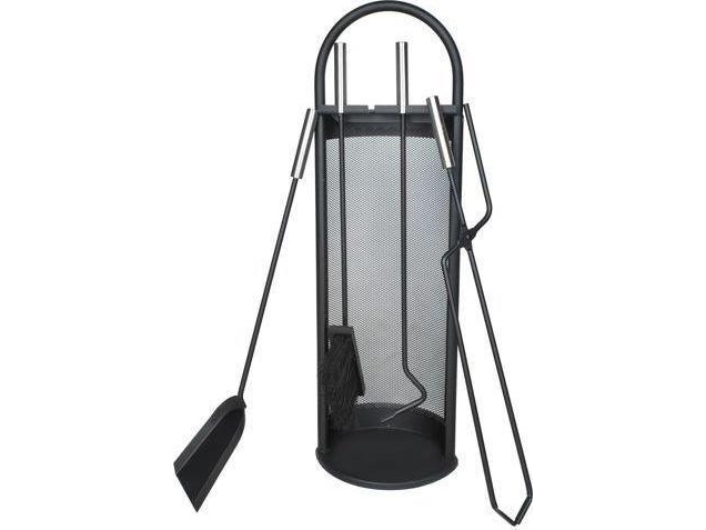 Sæt med tilbehør til pejs - sort - 5 dele