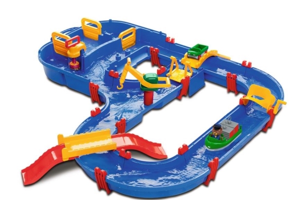 Aquaplay Mega Bro Vandbane 49 Dele - 1 Transportbåd, 1 Amfibiebil Og Bjørnen Bo