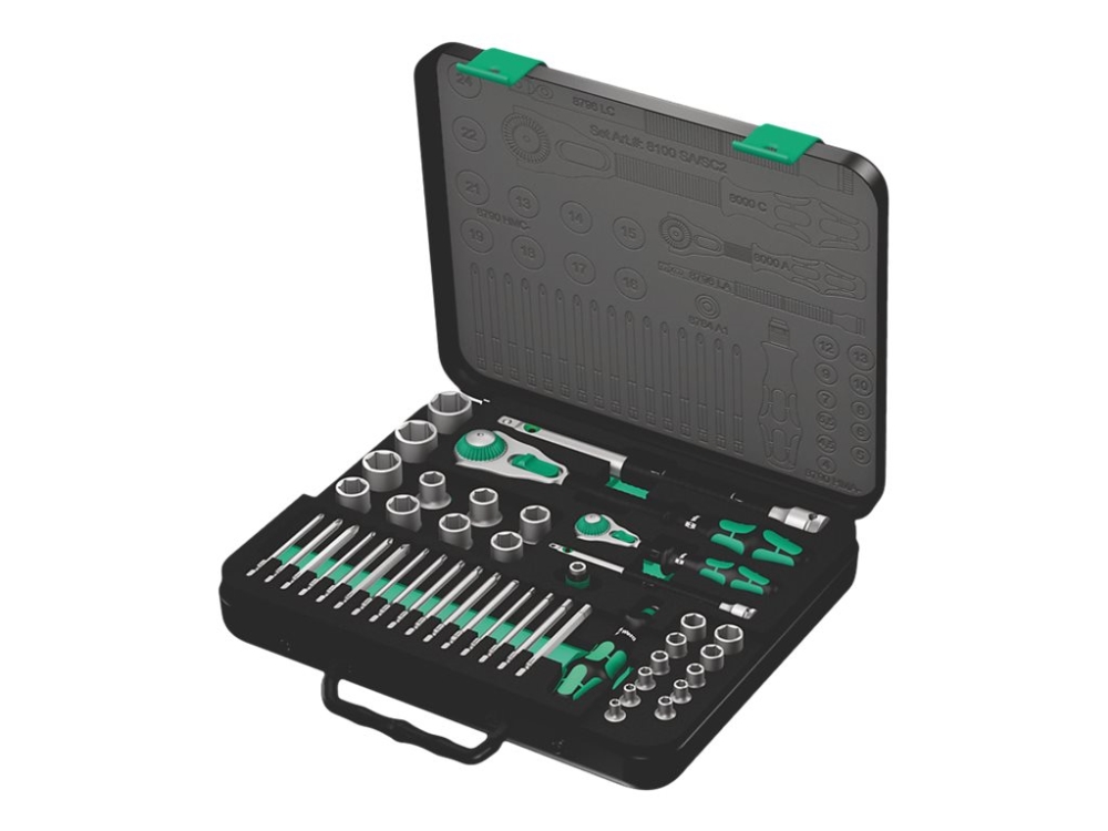 Wera Zyklop Speed 8100 Sa/Sc 2 - Skraldetopnøgle Med Bit Og Sokkelsæt - 43 Stykker - I Etui