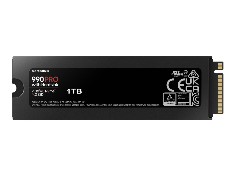 Samsung 990 PRO MZ-V9P1T0CW - SSD - kryptert - 1 TB - intern - M.2 2280 - PCIe 4.0 x4 (NVMe) - 256-bit AES - TCG Opal Encryption 2.0 - integrert kjøle