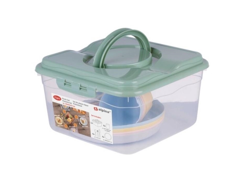 SETT MED TURIST- OG PIKNIKKREDSKAP 21 ELEMENTER ALPINA