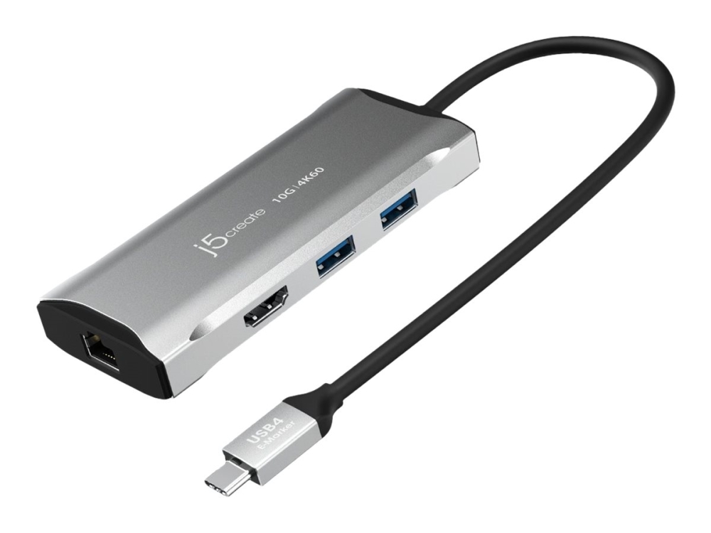 J5create Jcd392-N 4K60 Elite Usb-C 10Gbps Travel Dock, Kabelgebunden, Usb 3.2 Gen 1 (3.1 Gen 1) Type-C, 100 W, Usb Typ-C, 10,100,1000 Mbit/S, Grau