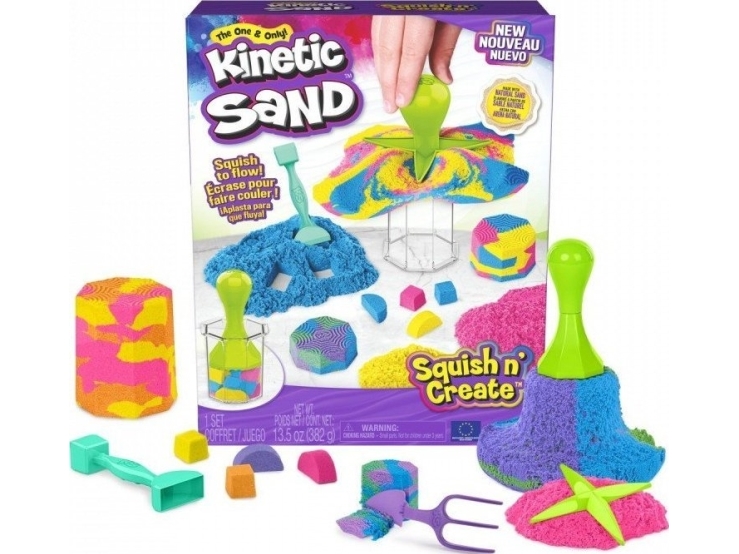 Kinetic Sand Squish N’ Create Set, Kinetischer Sand Für Kinder, 3 Jahr(E), Blau, Pink, Gelb