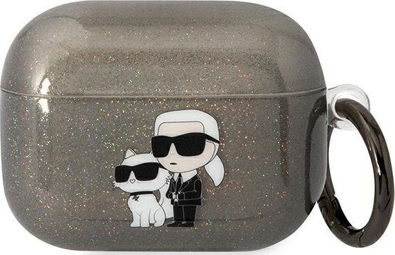 Karl Lagerfeld Karl Lagerfeld KLAPHNKCTGK Airpods Pro -suojus musta/musta Gliter Karl& Choupette
