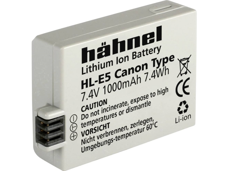 Hähnel Hl-E5 - Kamera Akku - Li-Ion - 1000 Mah - Für Canon Lc-E5e Eos 1000, 450, 500, Kiss F, Kiss X2, Kiss X3, Rebel T1i, Rebel Xs, Rebel Xsi