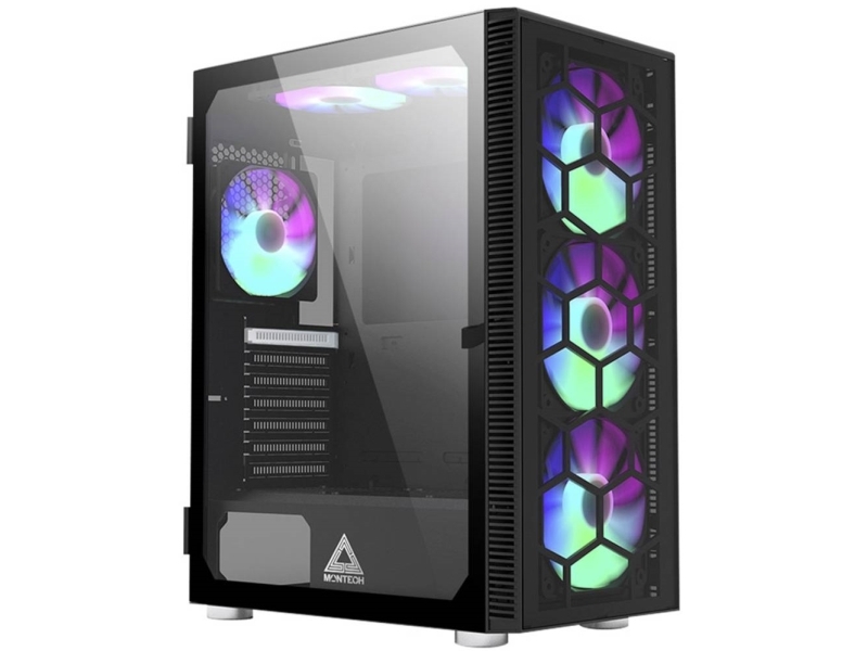 Montech X3 Glass - Midi Tower - Pc - Schwarz - Atx - Micro Atx - Mini-Itx - Gaming - Blau - Grün - Rot (X3 Glass Bk)