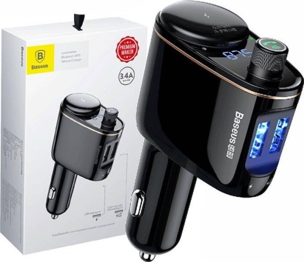 Bluetooth Fm-Transmitter Und Kfz-Ladegerät Baseus S-06, 2 X Usb-A, Schwarz (Cchc000001)