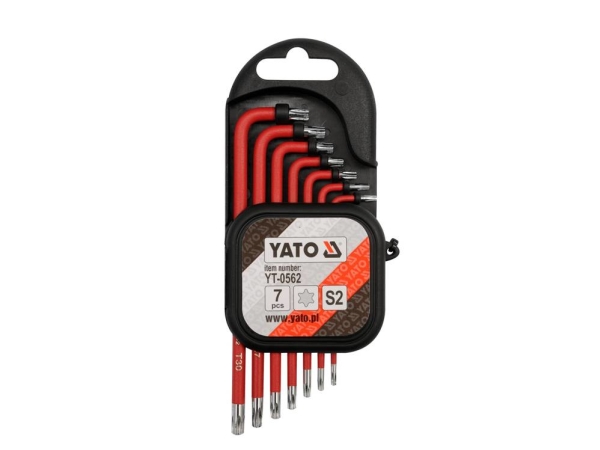 Yato Yt-0562, L-Torx-Schlüsselsatz, T10, T15, T20, T25, T27, T30, T9, Metallisch, Rot, Stahl, 7 Stück(E)
