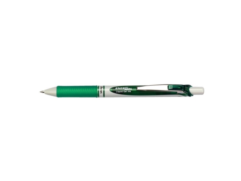 Pentel EnerGel Roller ECO, Optrækkelig gel pen, Grøn, Grøn, Sølv, Hvid, Rund, 0,35 mm, 0,7 mm