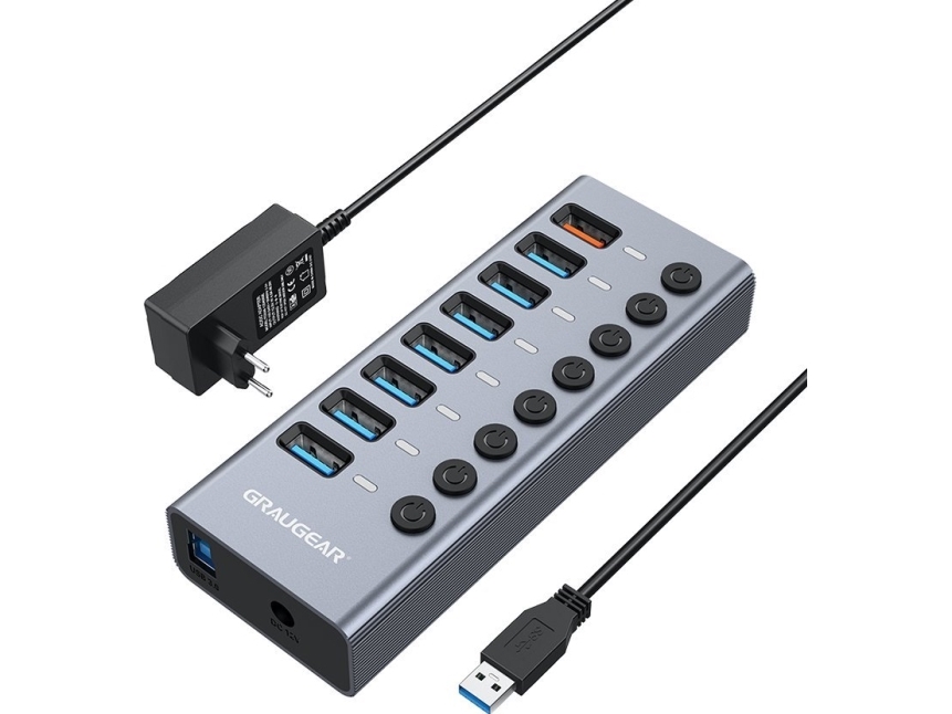 Graugear 7-Port Usb Hub 3.0 Usb-A + 1 Usb Schnelllader Retail