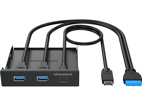 Splitter Graugear Usb-Hub Multi Frontplatte, Usb 3.2 Gen2 Typ-C Einzelhandel
