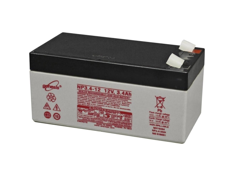 EnerSys Genesis NP3.4-12 Blybatteri 12 V 3,4 Ah Blyfilt (B x H x D) 134 x 67 x 67 mm Plattkontakt 6,35 mm Underhållsfritt, VDS-certifiering, Low | EL Artiklar - Batteri - Övriga batterier | GameStuff