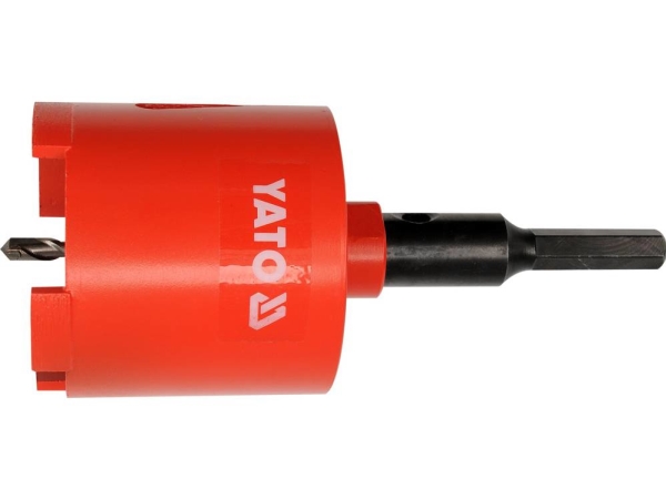 Yato Yt-6045, Boremaskine, Diamantborebit, 6,5 Cm, Mursten, Keramisk, Hård Beton, Sekskantet Skaft, Sort, Rød
