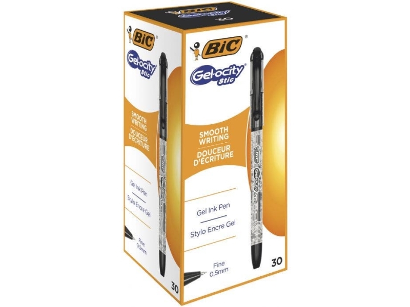 Bic Cel1010266, Lukket Gelepen, Sort, Sort, Transparent, Fin, Rund, Ambidextrous