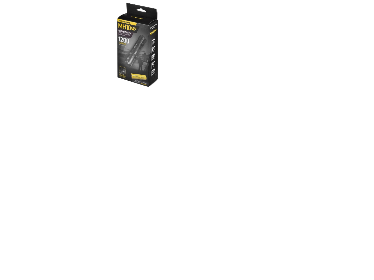Nitecore MH10 V2, Lommelykt, Sort, Aluminium, Knapper, 2 m, 1 m
