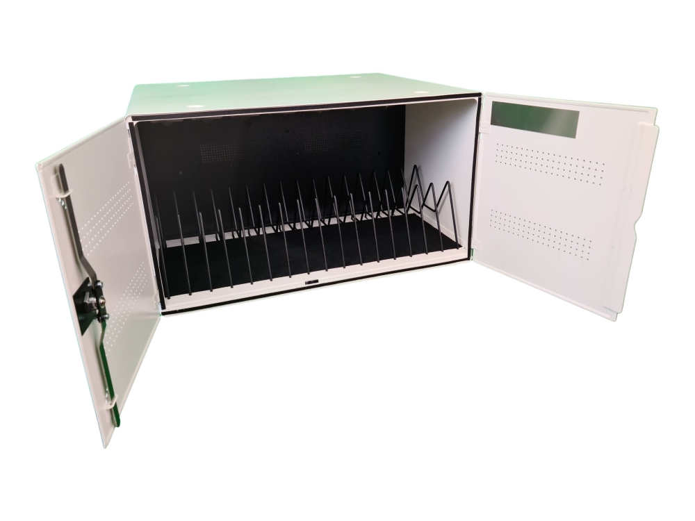Leba Notebox 16 - Opbevaringsskuffe (Kun Opladning) - For 16 Tablets / Notebooks - Usb-C - Låsbar - Stål - Hvid - Skærmstørrelse: Op Til 12 Tommer -