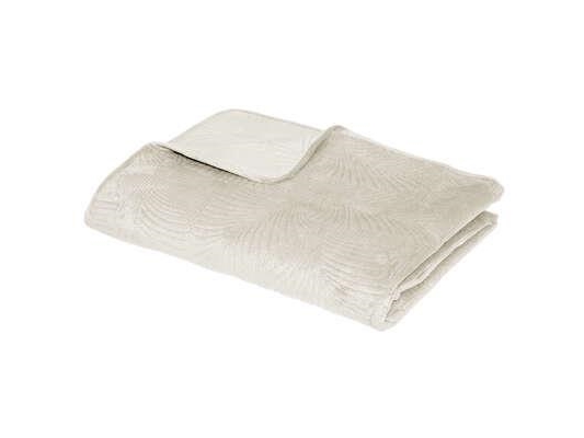 Home Decoration Leaf Elfenbein 240X260 Cm Velours Tagesdecke