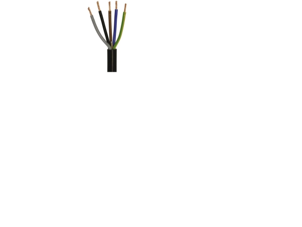 Tilledning rund, pvc 5G1,5 mm² PKAJ sort 300/500V ring, kabeldiameter 11,6 mm - (100 meter)