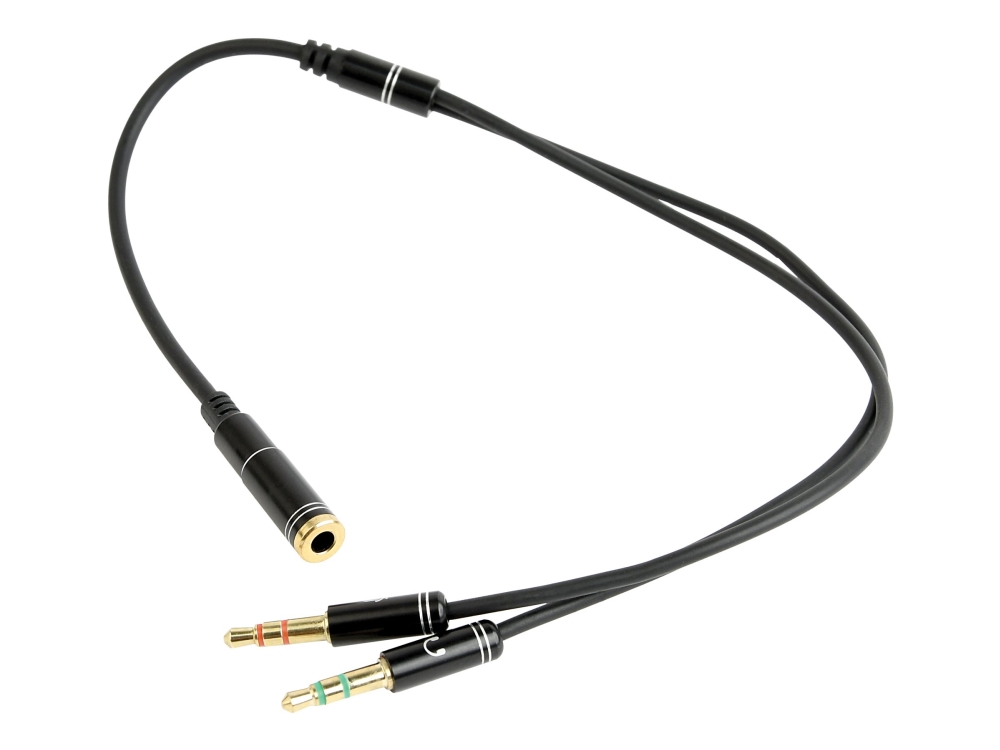 Gembird !Adapter Audio Stereo 3.5Mm Mini Jack/4Pin/, 3.5Mm, Weiblich, 2 X 3.5Mm, Männlich, 0,2 M, Schwarz