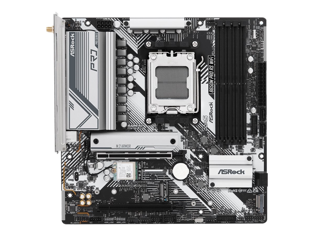 Asrock B650m Pro Rs Wifi Bundkort Micro Atx Socket Am5 Amd B650 Chipset Usb 3.2 Gen 1 Usb 3.2 Gen 2 Usb C 3.2 Gen2 Usb C 3.2 Gen 1 2.5