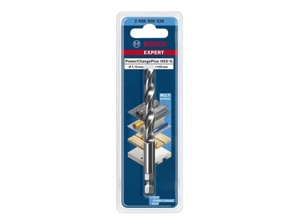Bosch Expert Power Change Plus - Pilotborebit - for plastik, gipsvæg, multiformål, metalrør, profiler, træ med metal - 7.15 mm - sekskantet - længde: 105 mm
